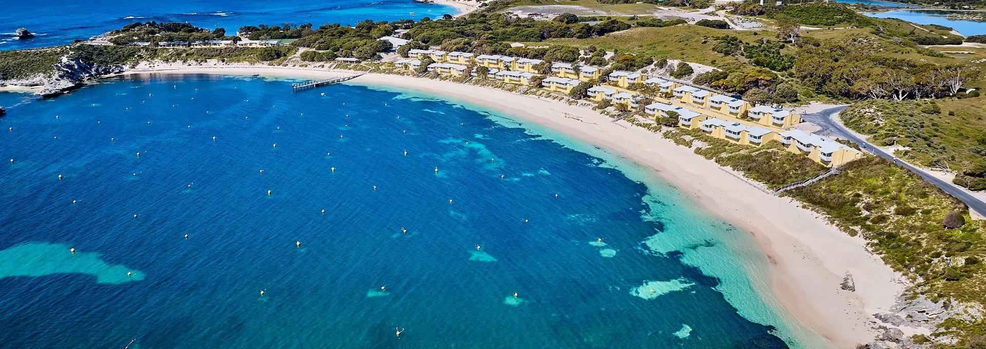 Beachfront villas overlooking Geordie Bay, Rottnest Island