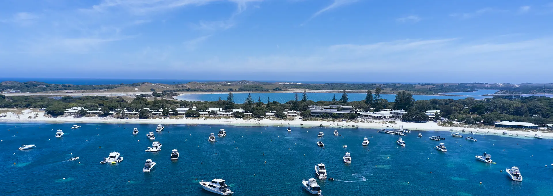 Bungalows and shoreline at Thomson Bay, Rottnest Island